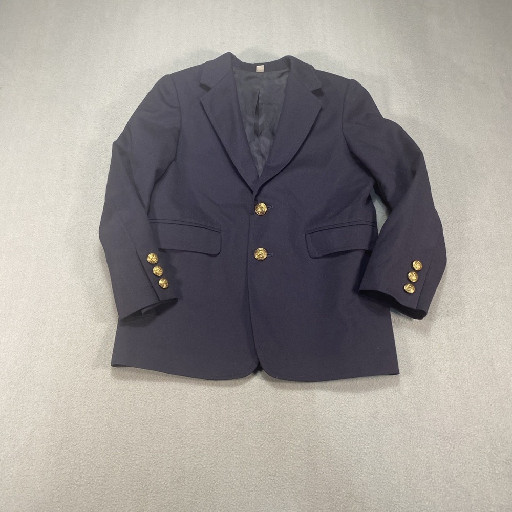 Talbots Boy's Navy Blue Blazer Jacket 100% Wool Year Size 7 Preppy